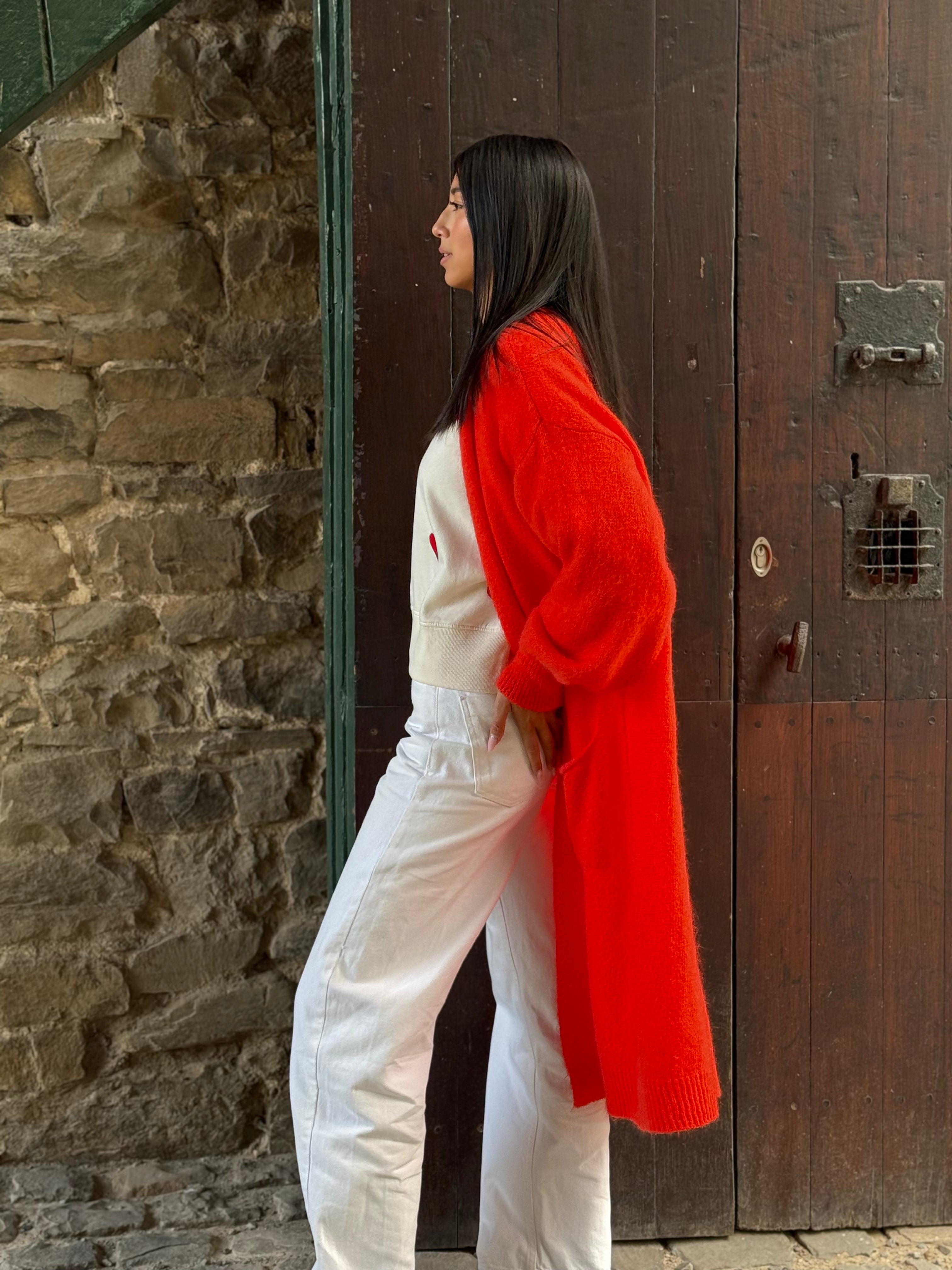Long gilet rouge ORFEO TU