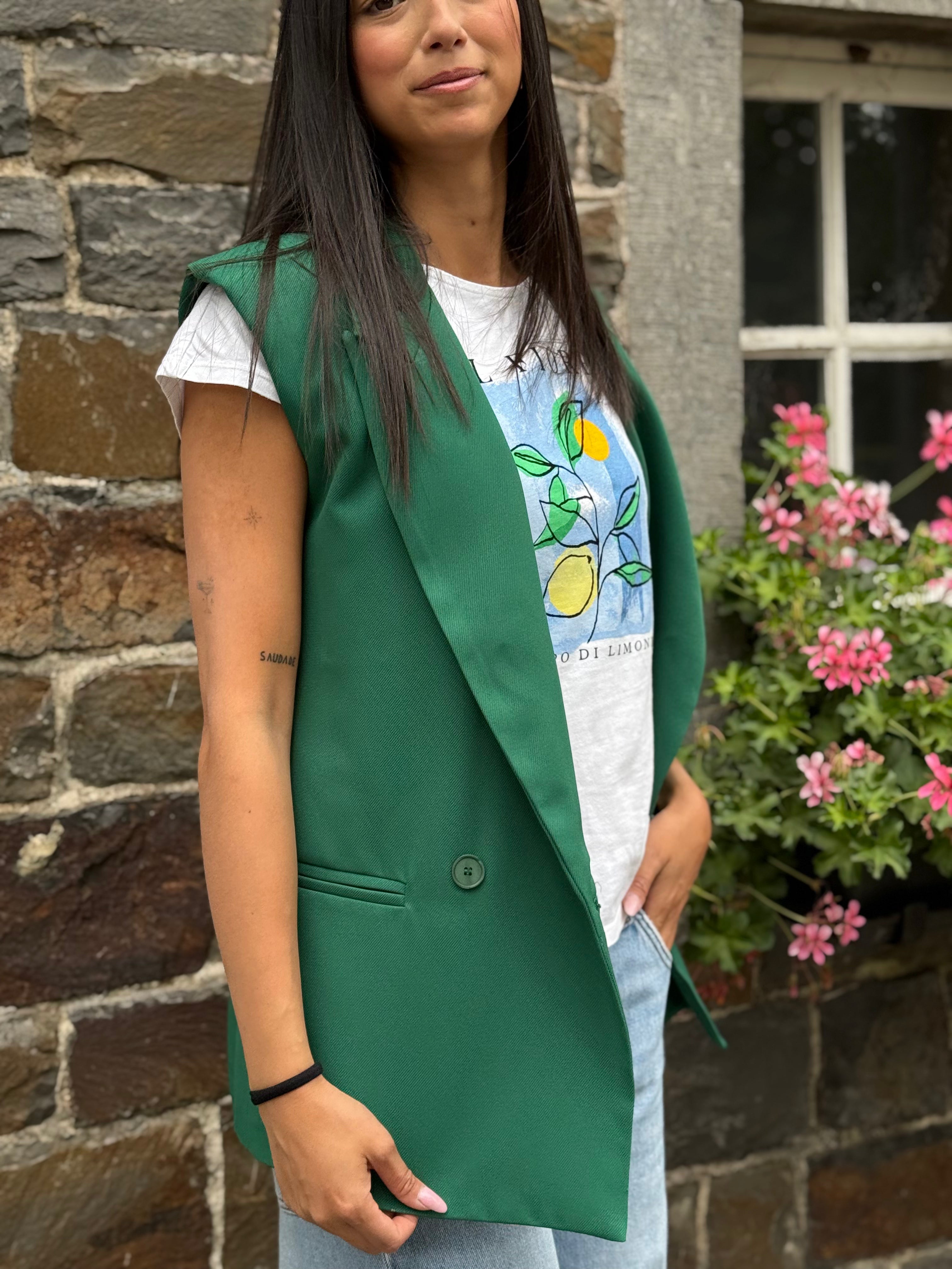 Blazer vert sans manche L
