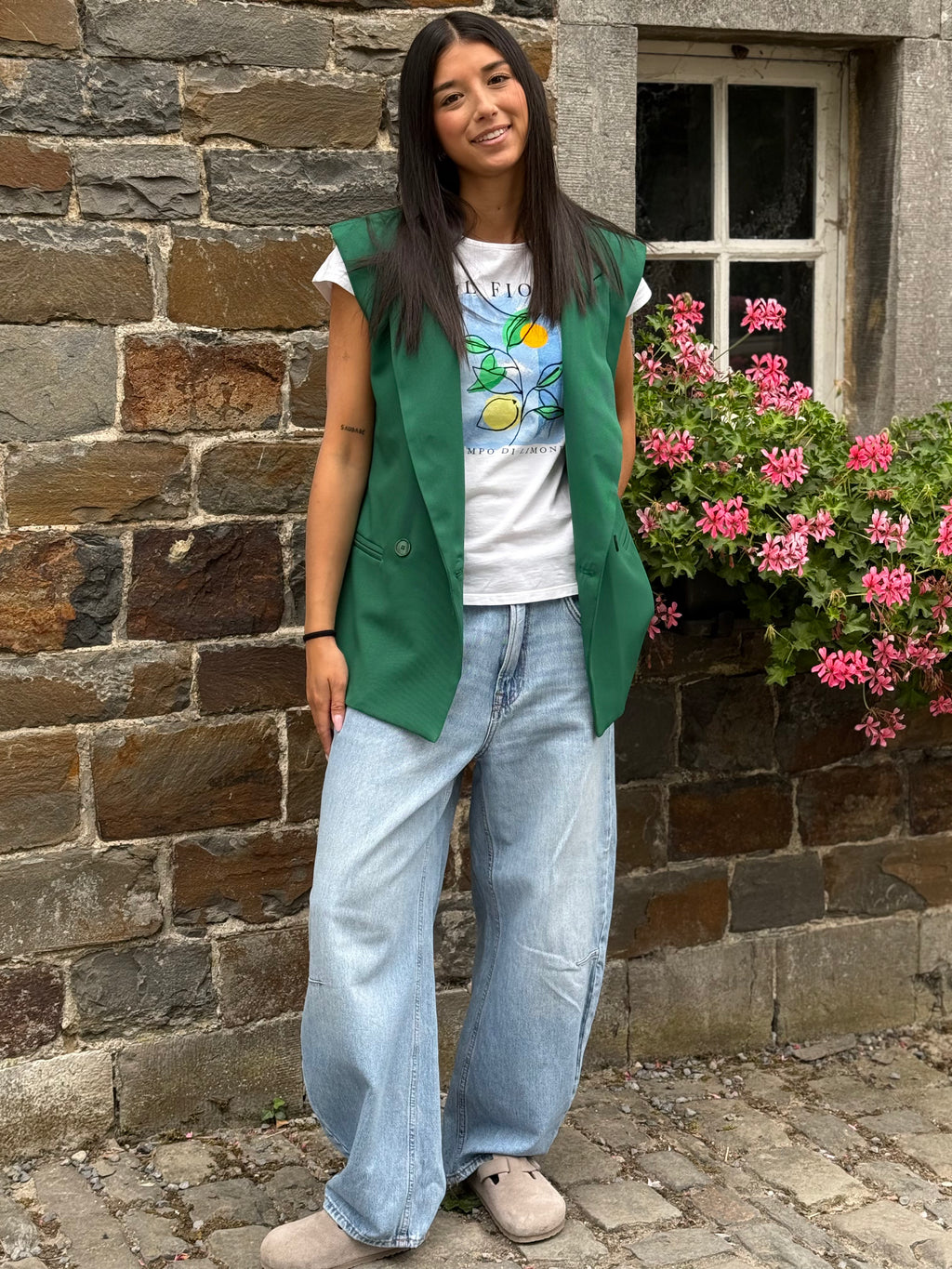 Blazer vert sans manche L