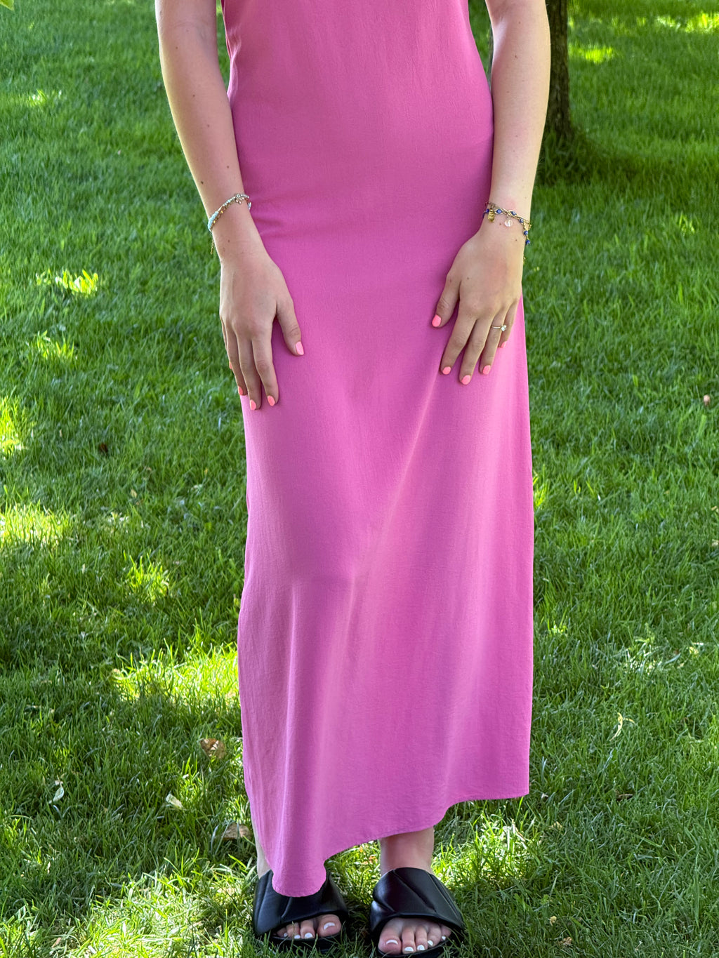 Longue robe rose Stradivarius T.XS