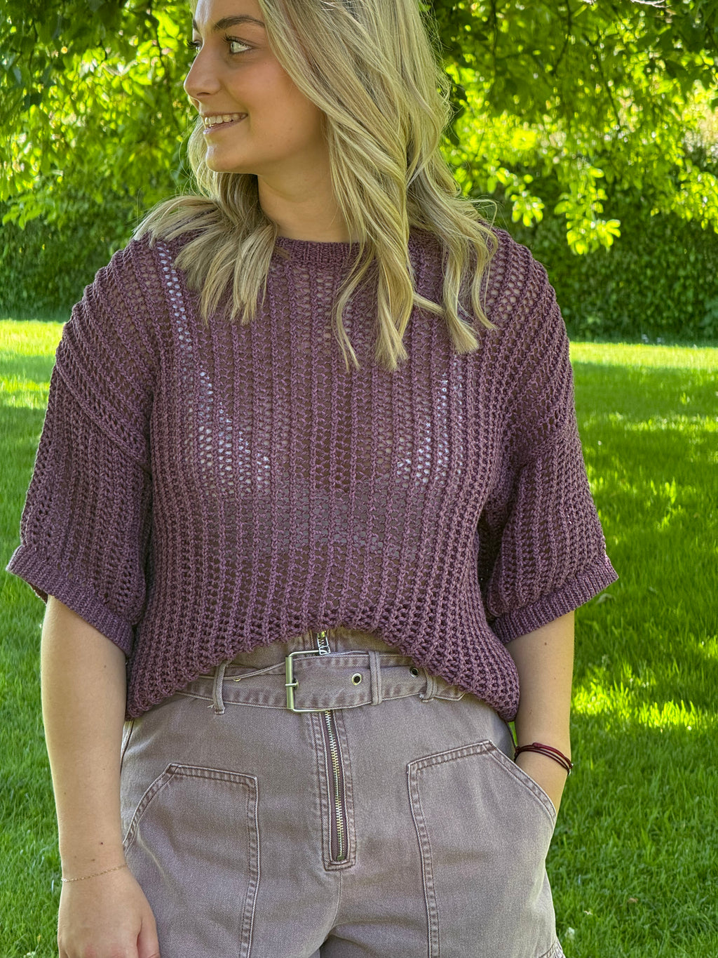 Pull Selected crochet mauve T.L