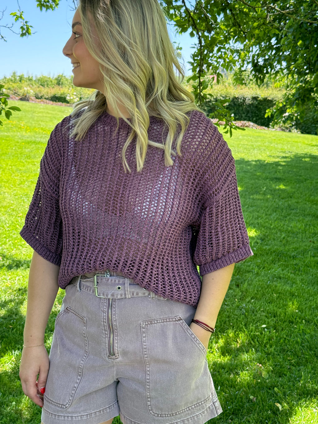Pull Selected crochet mauve T.L