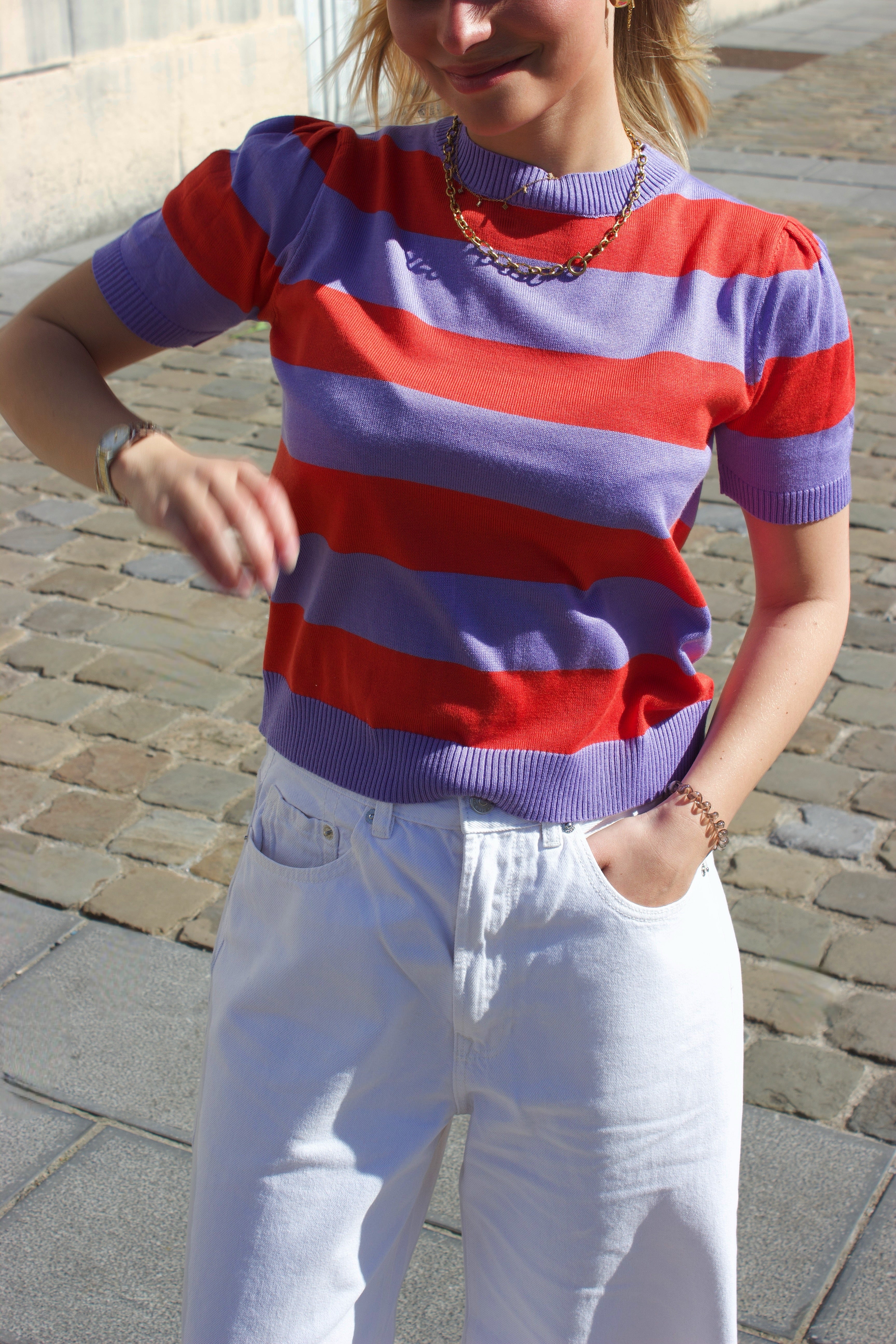 T-shirt orange et lila