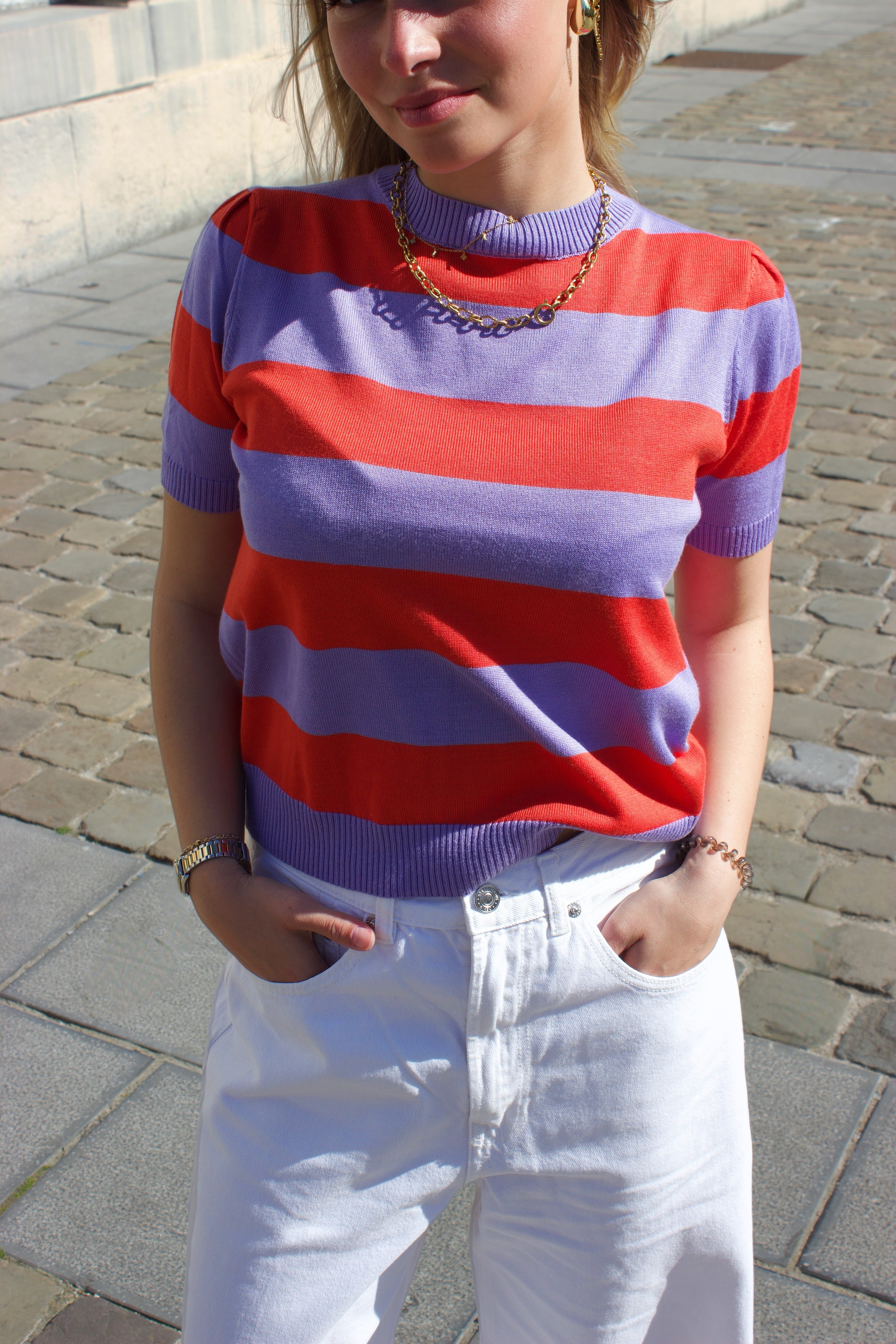 T-shirt orange et lila